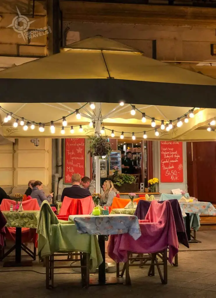 Budapest Dining Al Fresco with blankets Vaci Street