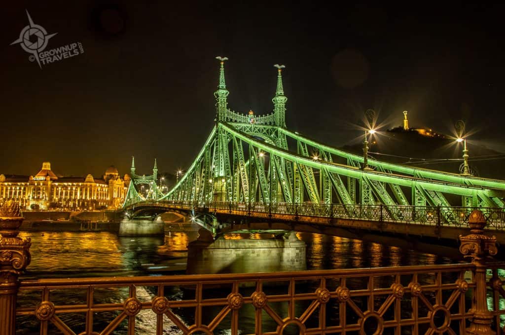 Budapest Liberty Bridge Green Bridge horizontal at night
