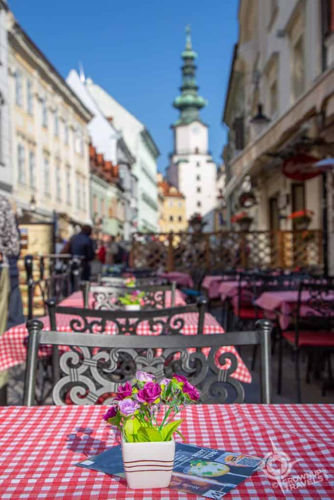 Cafes table in Old Town Bratislava