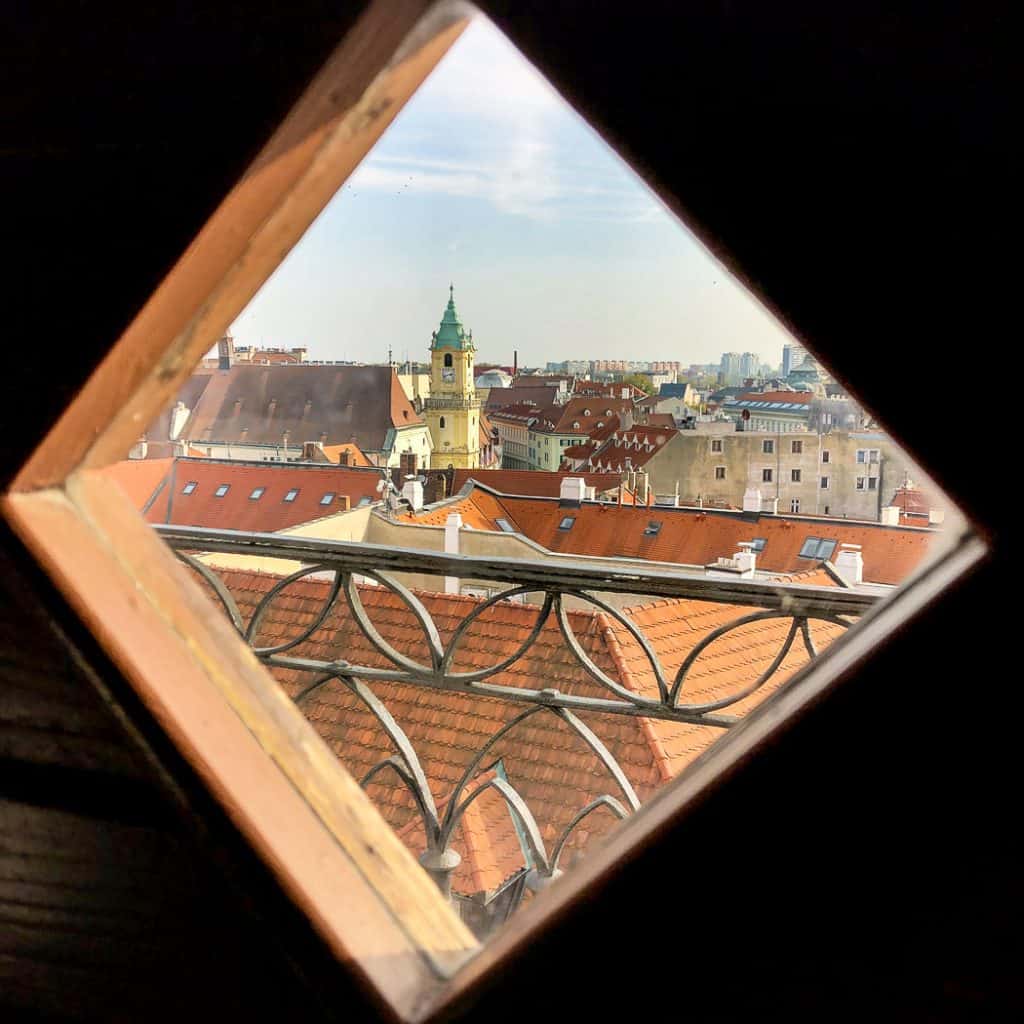 View of Old Town from Martins Gate Tower Bratislava