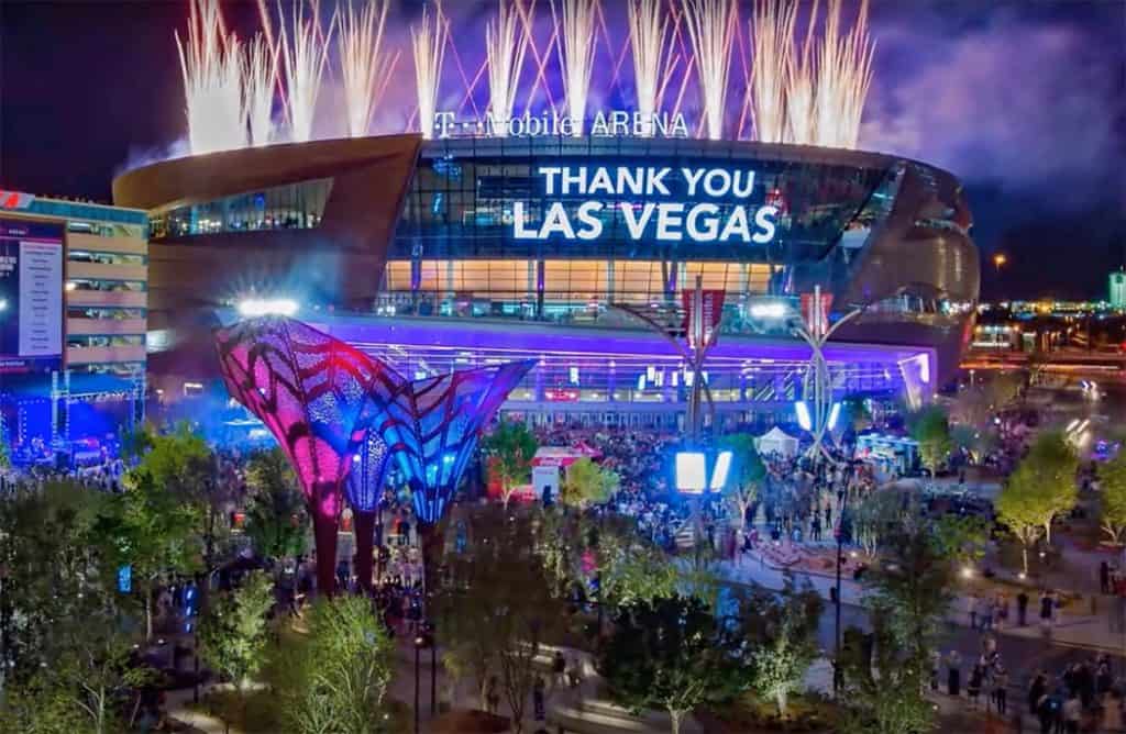 TMobil arena Las Vegas at night