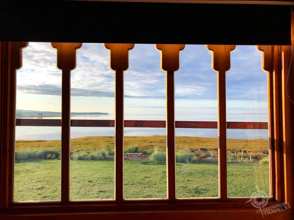 Captains quarters window detail La Grande Hermine Gaspe