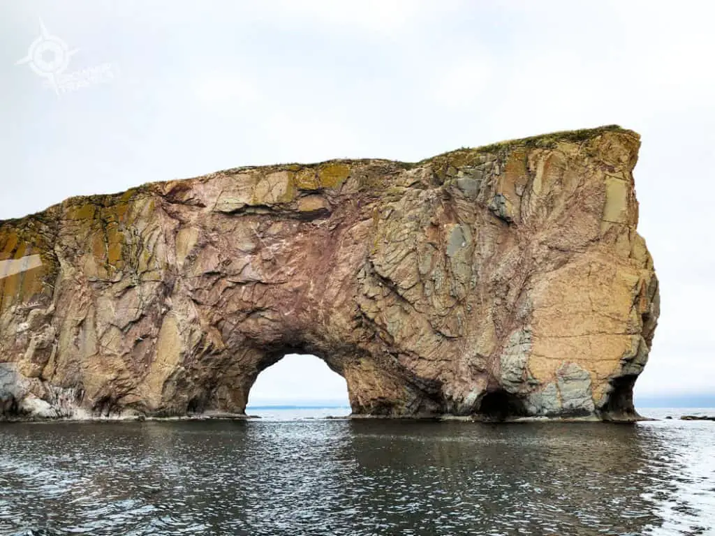 Close up of Perce Rock arch from boat