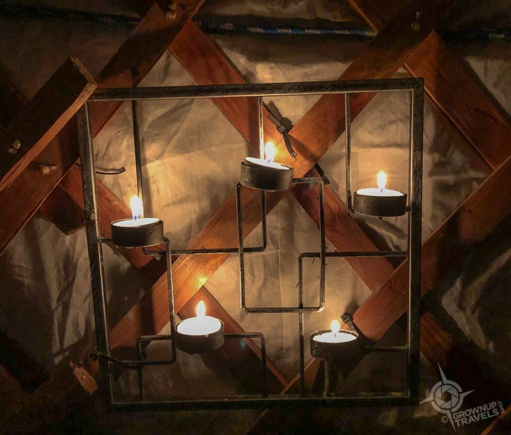 Gaspe Floating Yurt candlelight