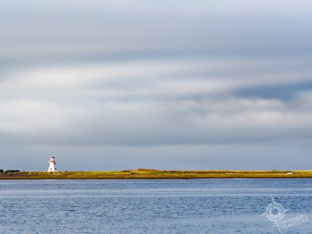 Gaspe View from floating yurt to lighthouse
