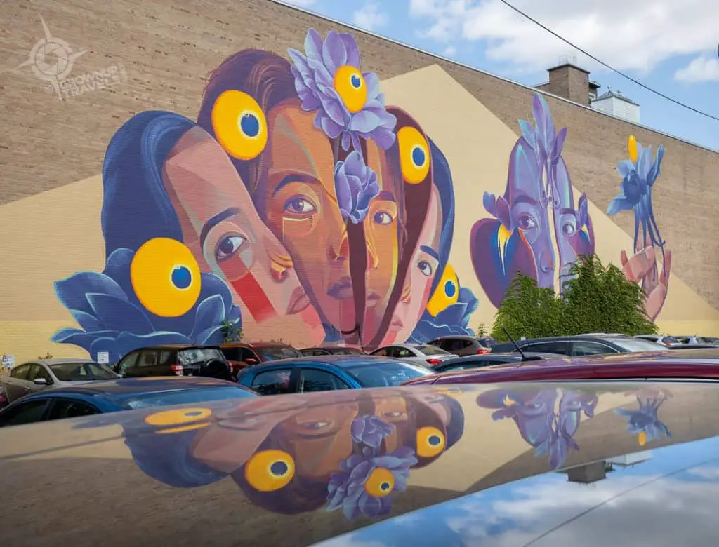 Montreal Public Art by Gleo reflected