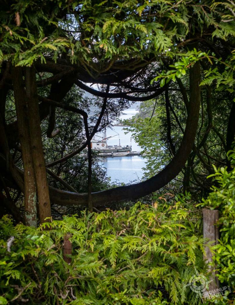 Butchart Gardens Secret peephole to Tod Inlet