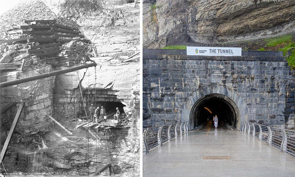 Niagara Parks Power Station Tailrace Tunnel in 1900s and now