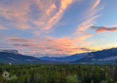 Sunset view from Overlander Mountain Lodge Jasper Alberta