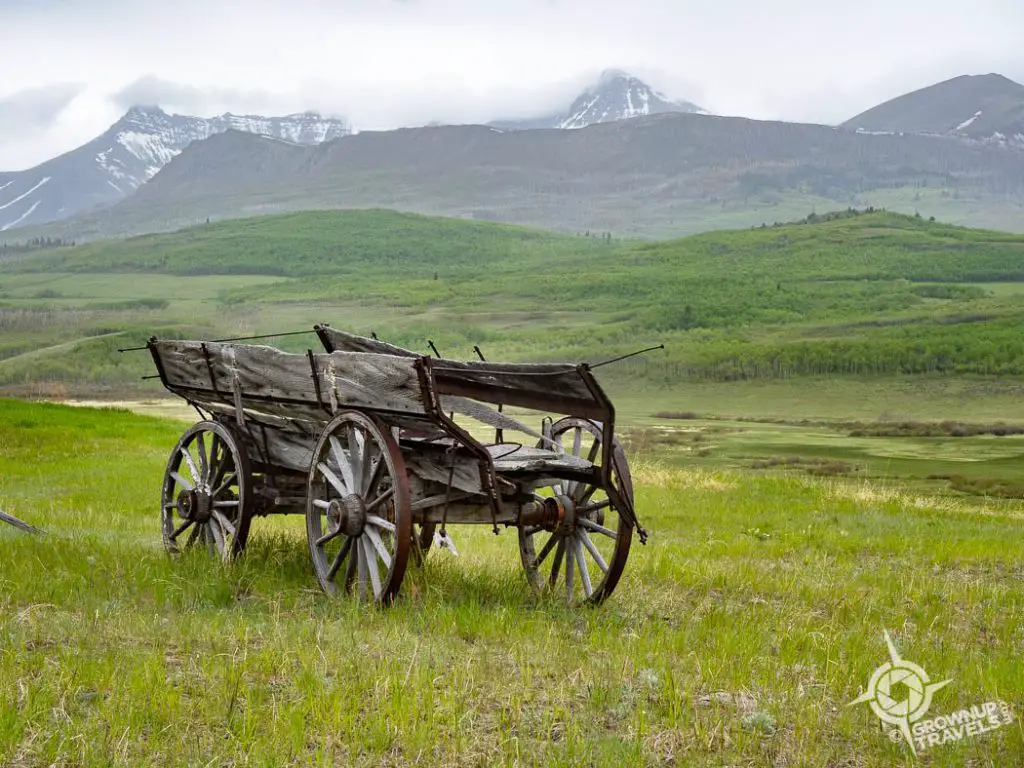 Wooden wagon near Waterton National Park Alberta