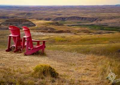 Parks Canada red chairs East Block Grasslands National Park Saskatchewan