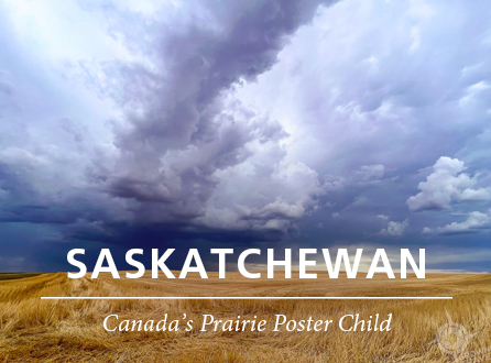Saskatchewan stormy skies with title