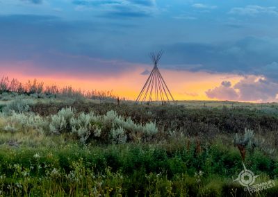 Sunset with tipi in East Block Grasslands National Park Saskatchewan-13