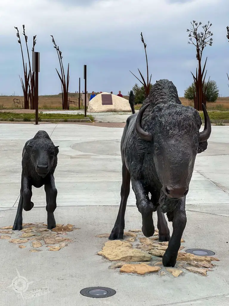 Wanuskewin bison sculptures