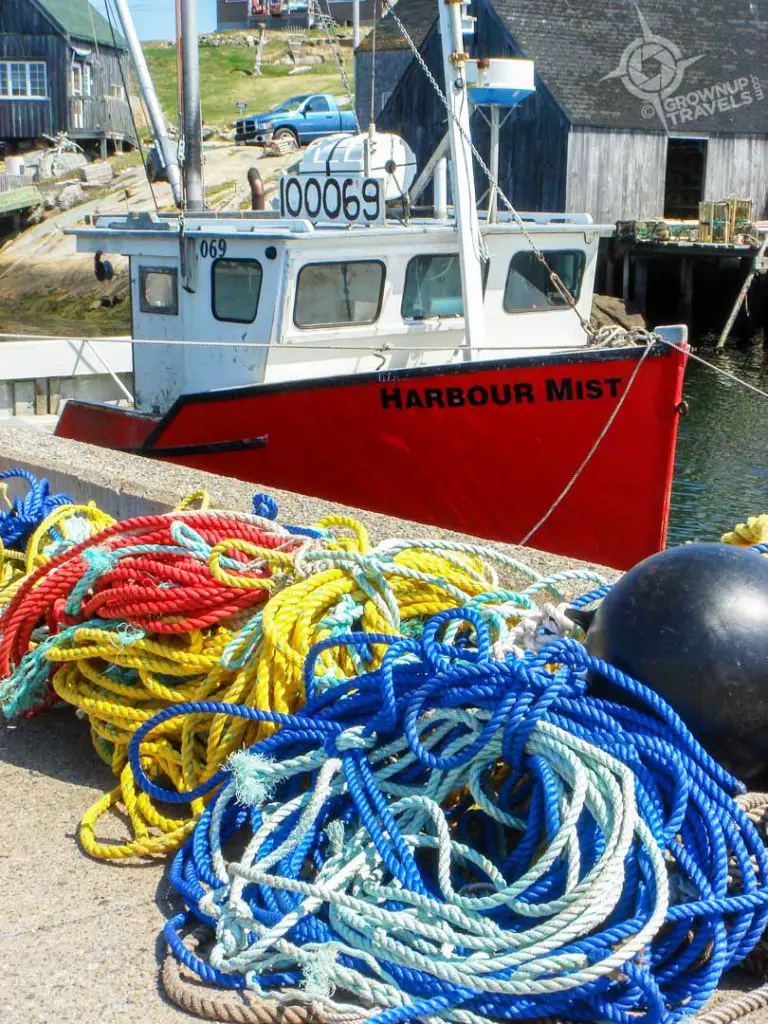 Colourful ropes on wharf in Peggy's Cove