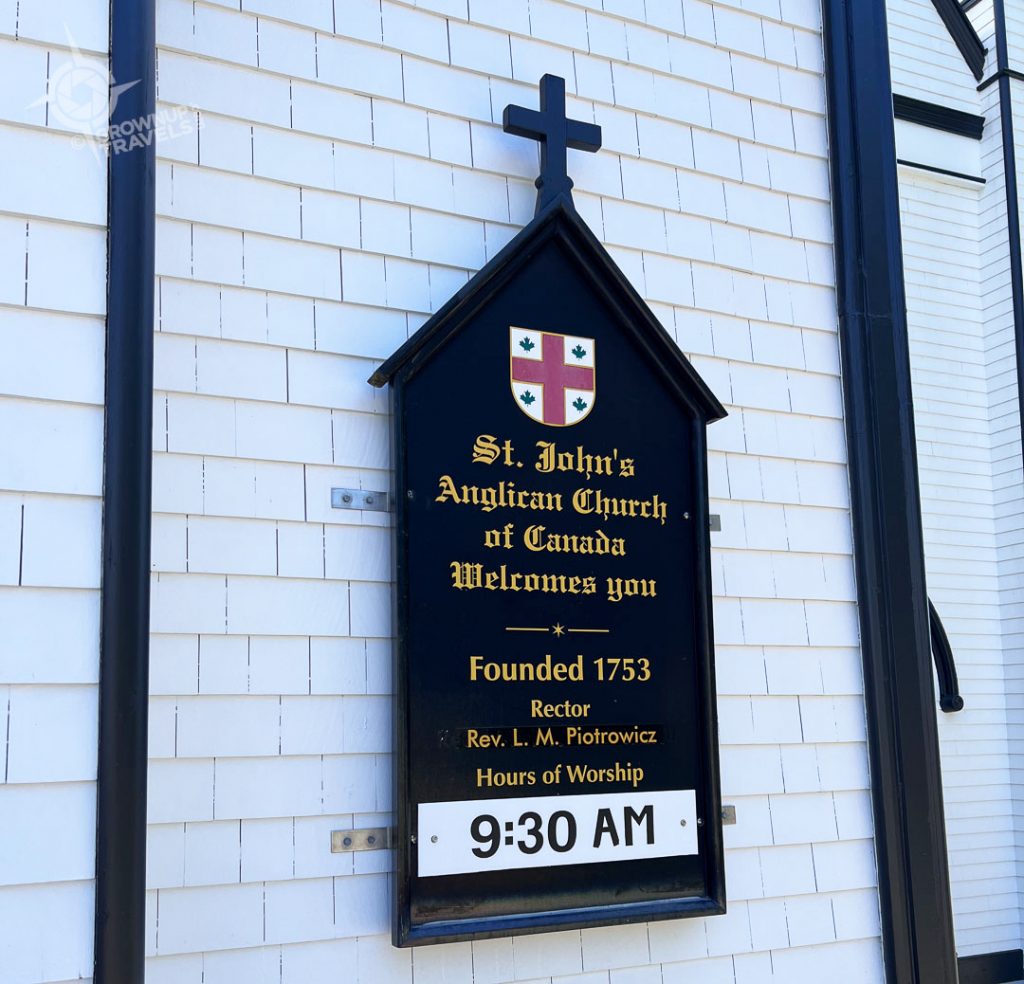St. Johns Church plaque Lunenburg
