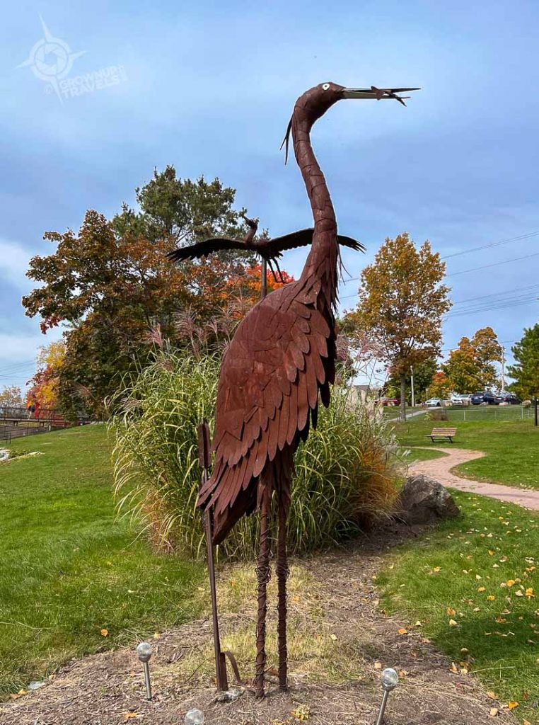 Gananoque Confederation Park heron sculpture
