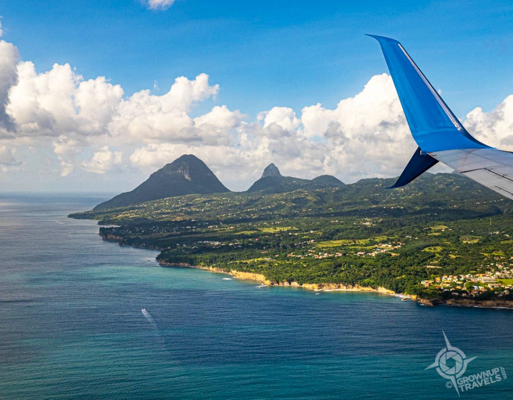 St. Lucia Pitons from Airplane