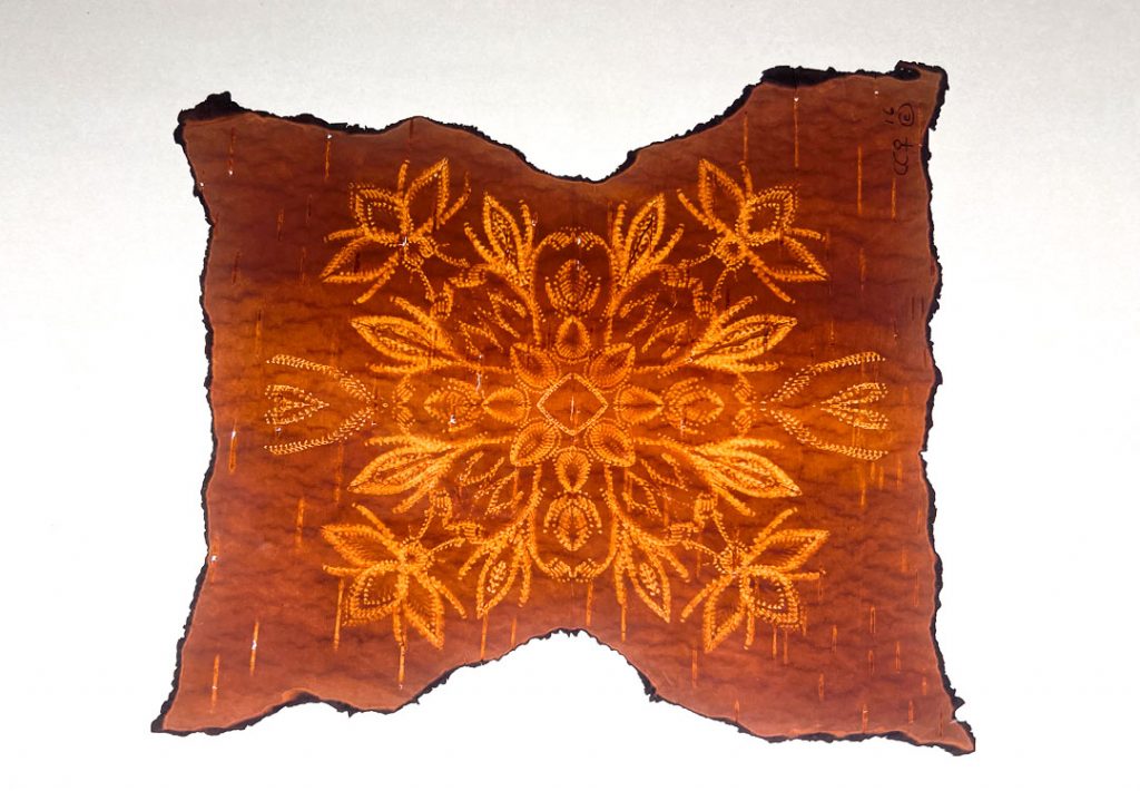 Pat Bruderer birch bark biting design