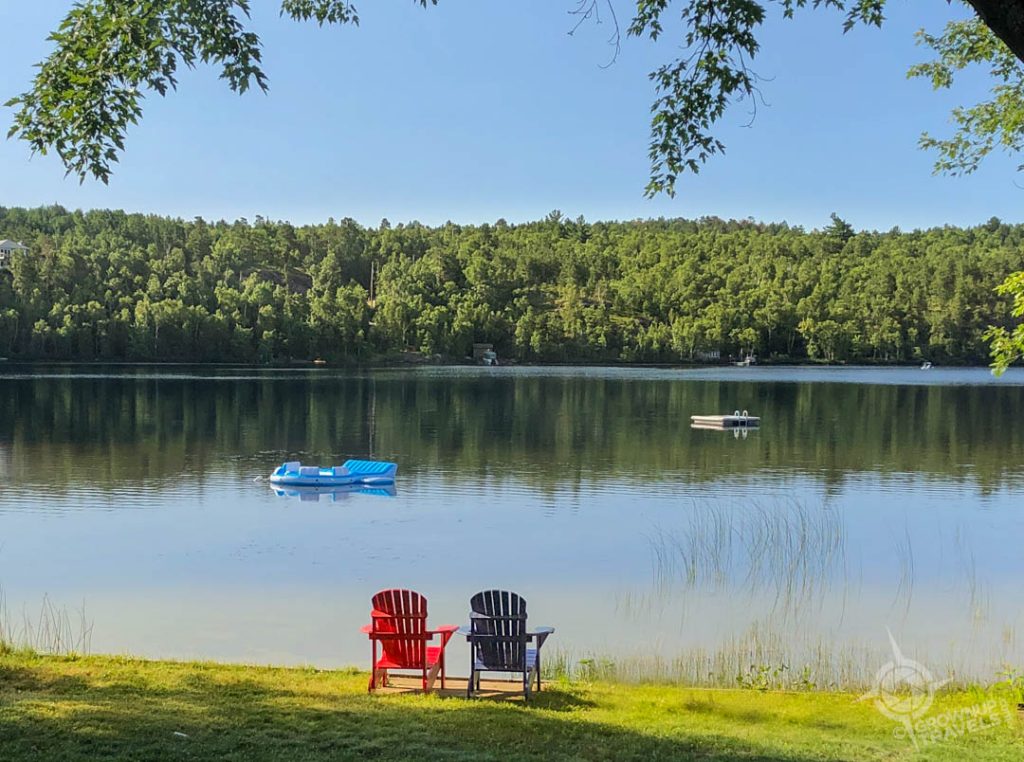Long Lake Sudbury with muskoka chairs