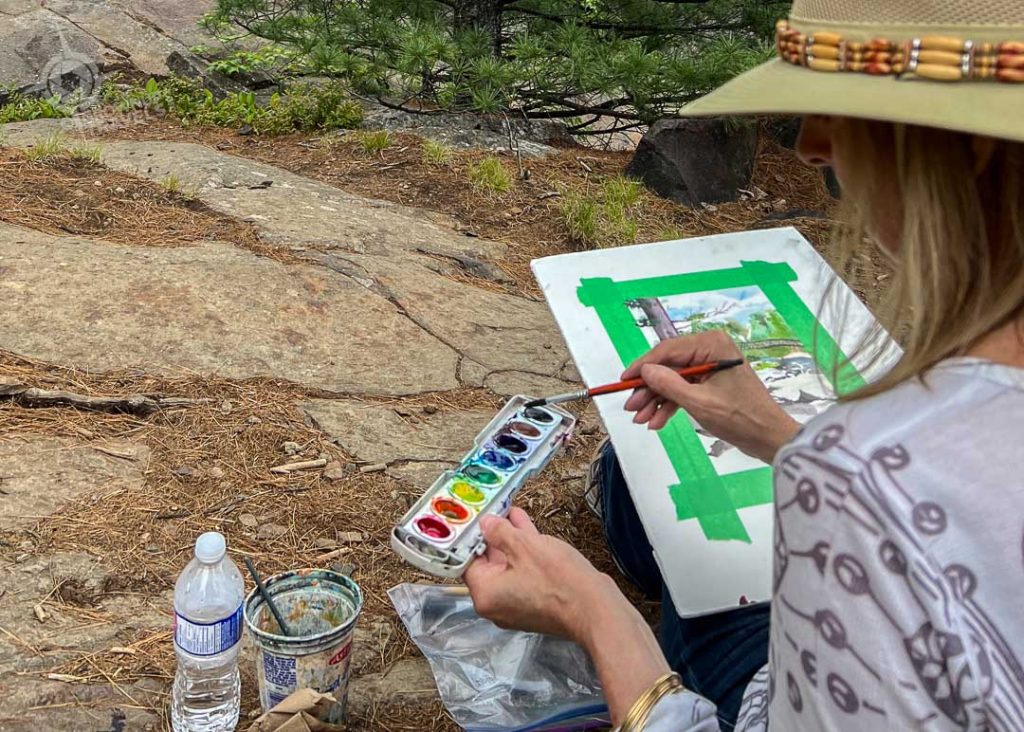 Jane painting Onaping Falls