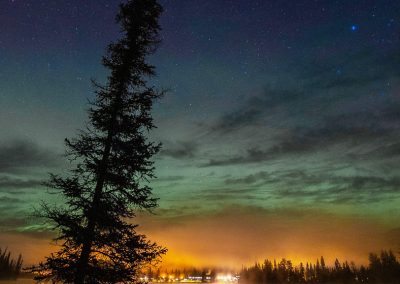 Aurora over Jasper Park Lodge opposite