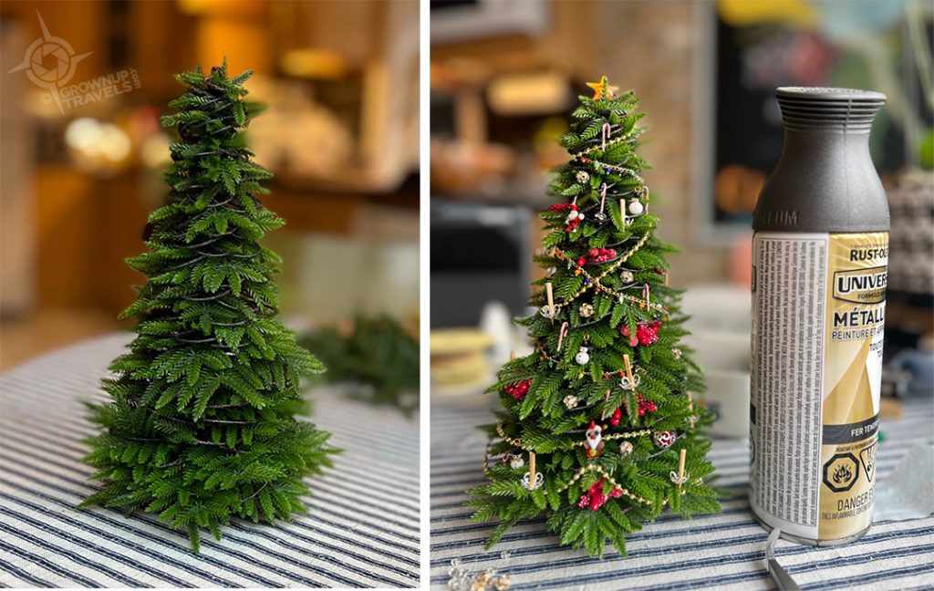 miniature christmas tree before and after