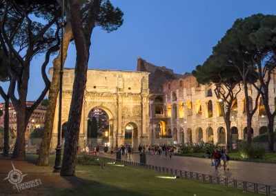 Arch of Constantine and Colosseo at blue hour Rome