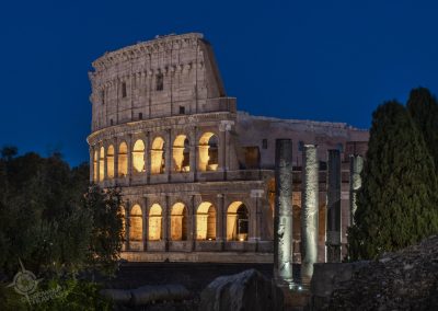 Colosseum lit up at night