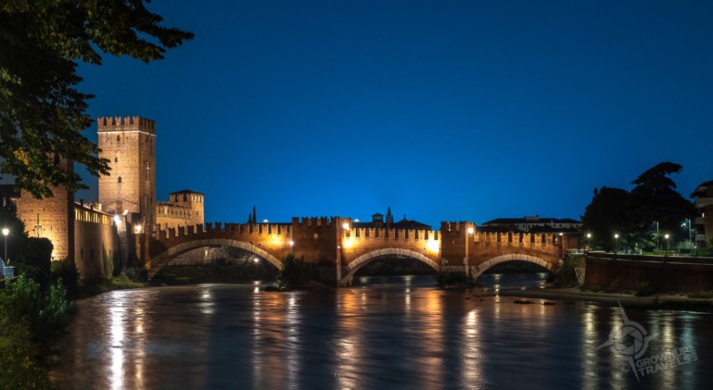Adige River in Verona at blue hour