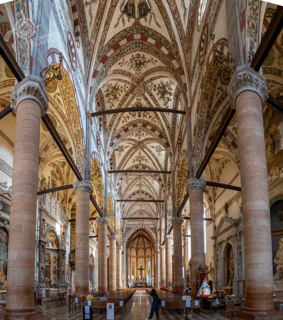 Basilica di Santa Anastasia Verona main aisle interior Verona