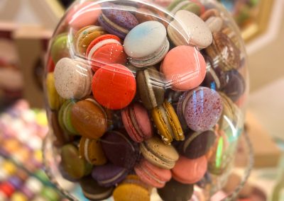 Cafe Flego colourful macarons in glass cloche Verona