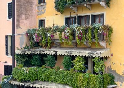 Osteria Ponte Pietra flower covered balcony Verona
