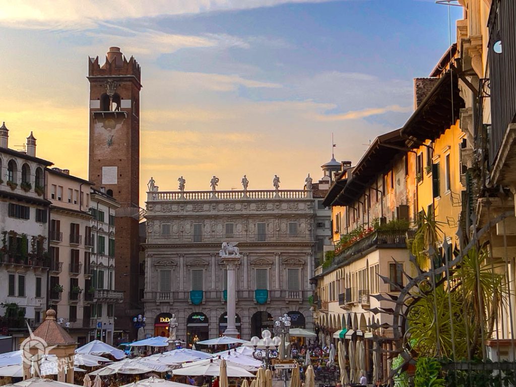 Piazza Erbe at dusk Verona