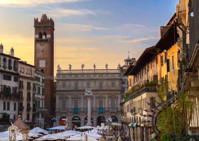 Piazza Erbe at dusk Verona