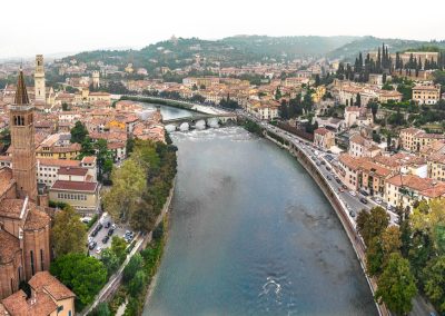 Aerial view of river Adige running through Verona