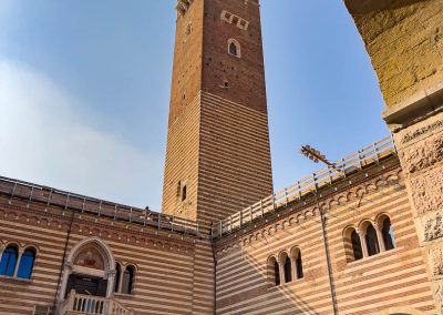 Verona's Lamberti tower and Cortile Mercato Vecchio Staircase of Justice