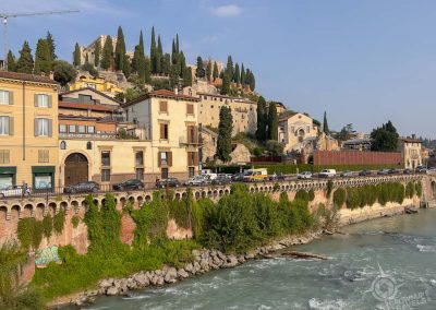 View of Roman theatre east side of Verona's Adige river
