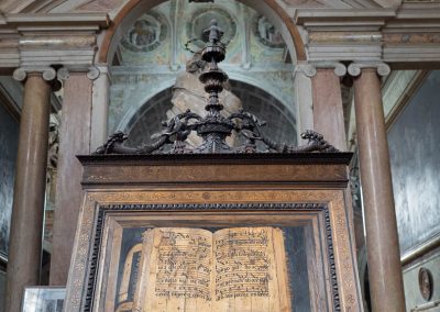 Intarsia-detailed book lectern at Santa Maria in Organo Verona