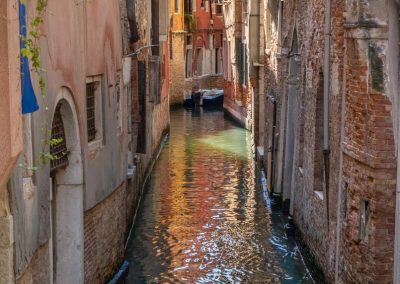Colourful houses in canal Venice