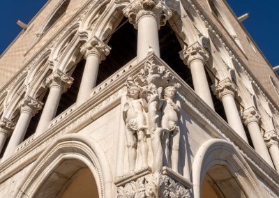 Doge Palace sculptured detail on facade Venice