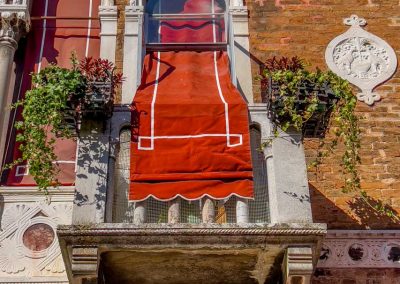 Regal awning over balcony in Venice