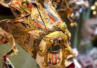 Venetian carnival mask gold playing cards