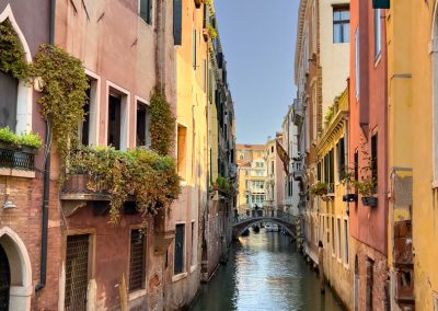 Colourful houses in canal Venice