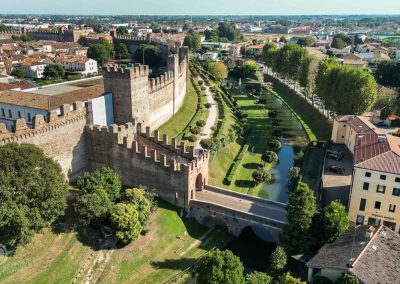 Aerial view of Cittadella main gate and moat