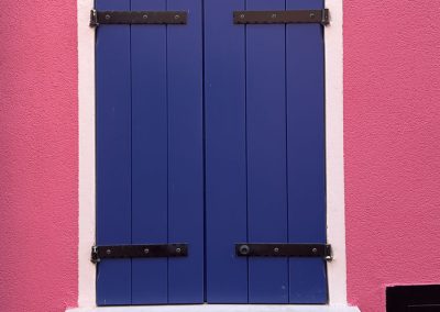 Caorle pink and blue window and shutters