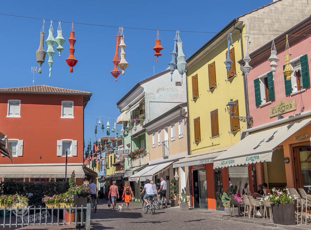 Caorle street with cafes