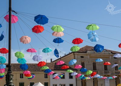Cittadella colourful umbrellas in main piazza