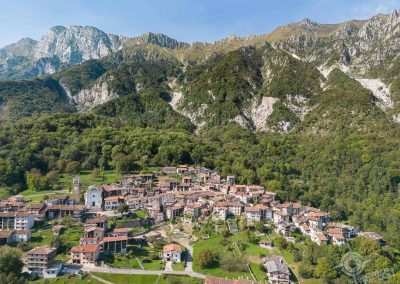 Poffabro aerial view with mountains
