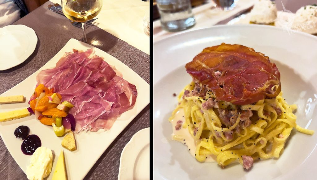 San Daniele prosciutto two ways simple and in tagliatelle_